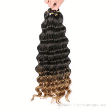 MYZYR Crochet Braids Deep Wave Twist Braiding Hair Extension Synthetic Bulk Hair Soft Ombre Color Brown Blonde